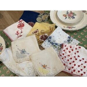 Vintage Lot Of 8 Assorted Mixed Floral Flowers Handkerchiefs Hankies